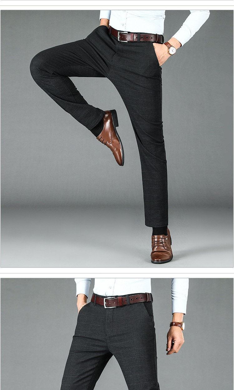 2025春季新品中年男士西裤商务休闲男裤中年男士格纹男士直筒长裤详情11