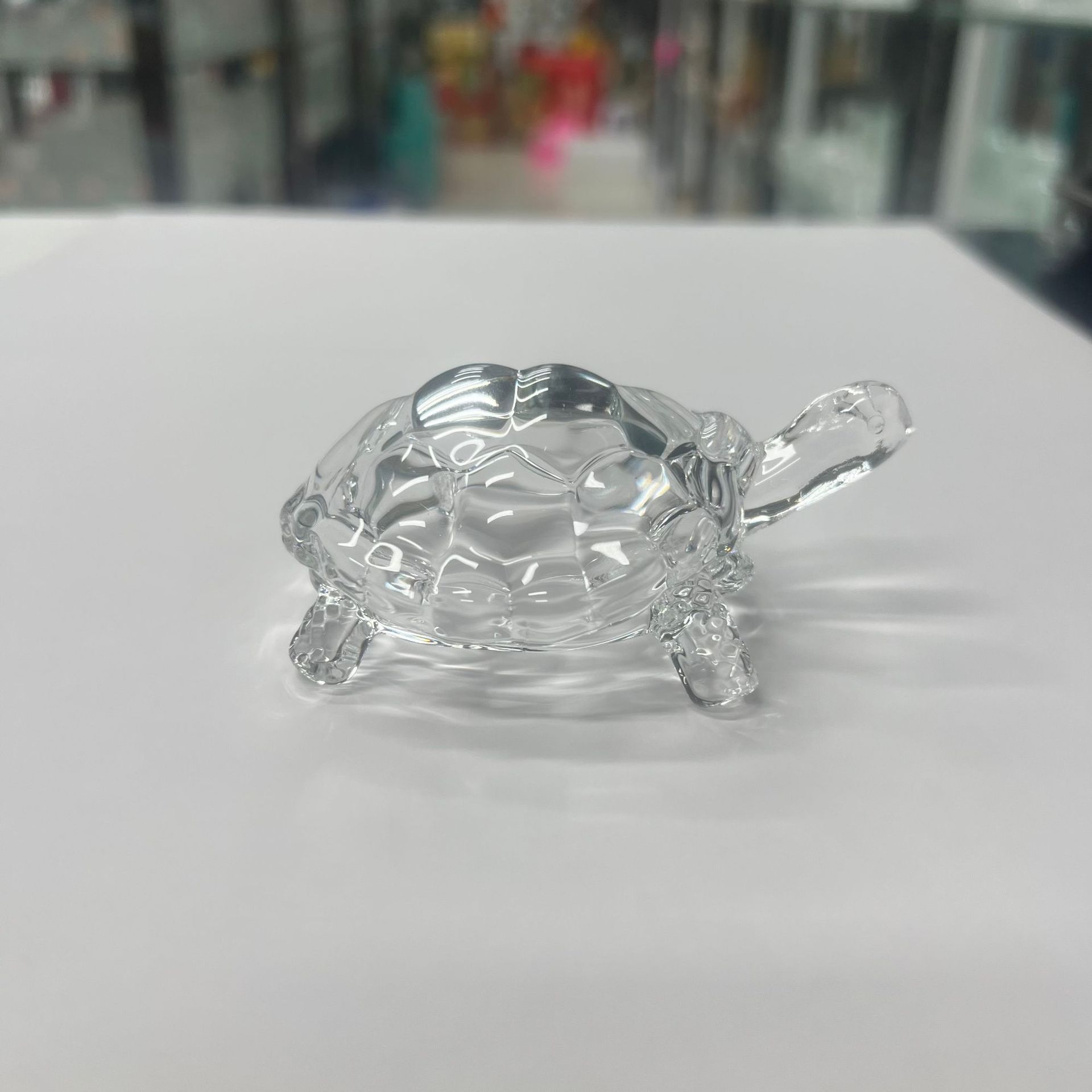 Transparent crystal glass turtle for wealth, feng shui, money turtle, glass animal for warding off evil spirits, decorative craft with plate set pic 6