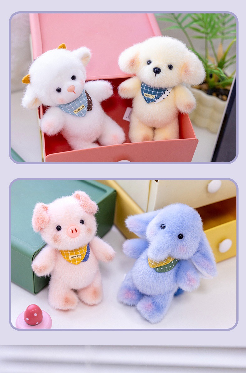 Cute little lamb cream puffs, plush animal pendants, rabbit dolls, keychains, cartoon doll bags, decorative gifts pic 17