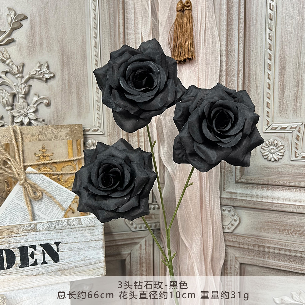 3头钻石玫瑰仿真假花束成品人造绢花婚庆地排用花塑料花婚礼布置详情13