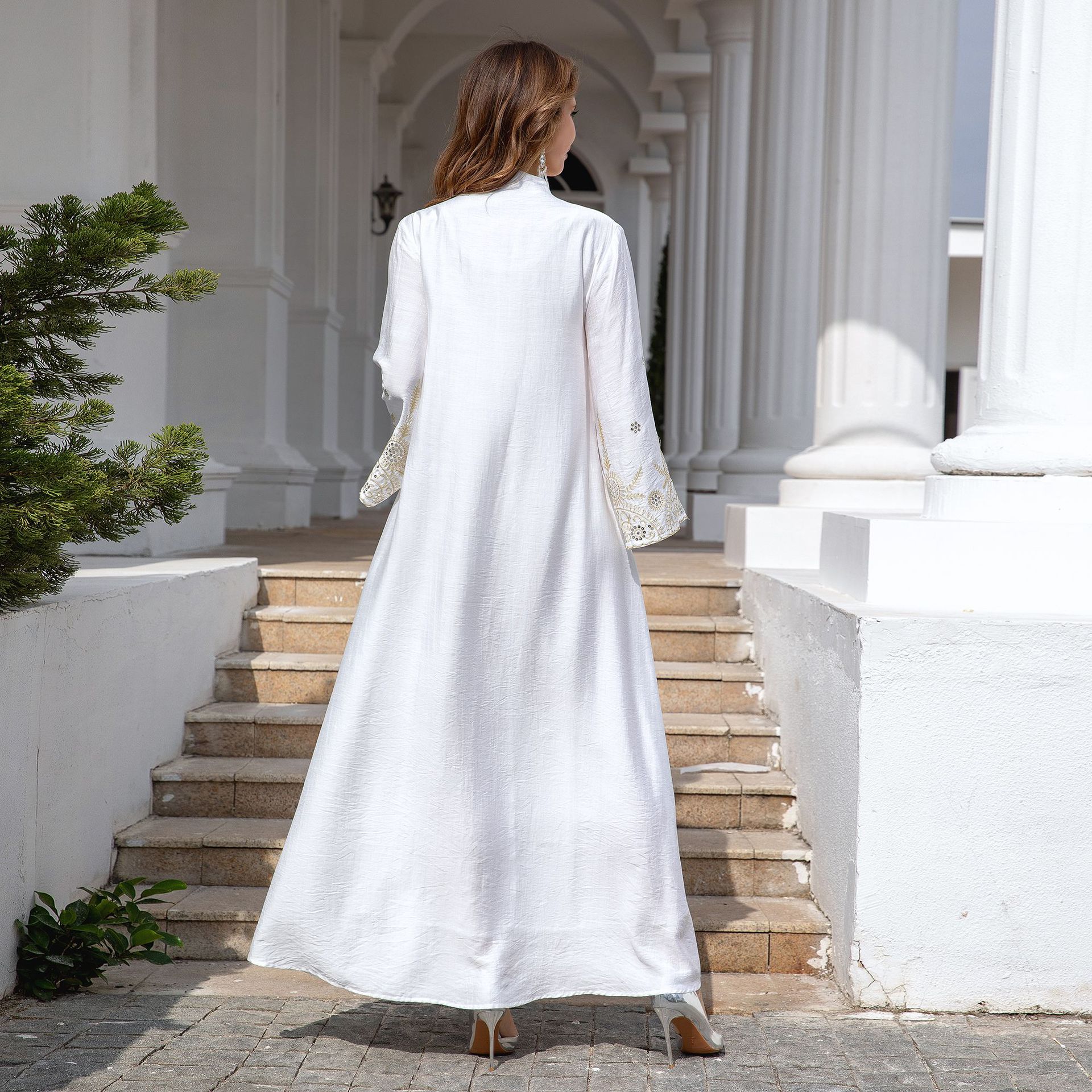 En stock europa y américa crossover musulmán mujer robe Medio Oriente dubai vestido abaya bordado robe grande vestido de noche pic 34