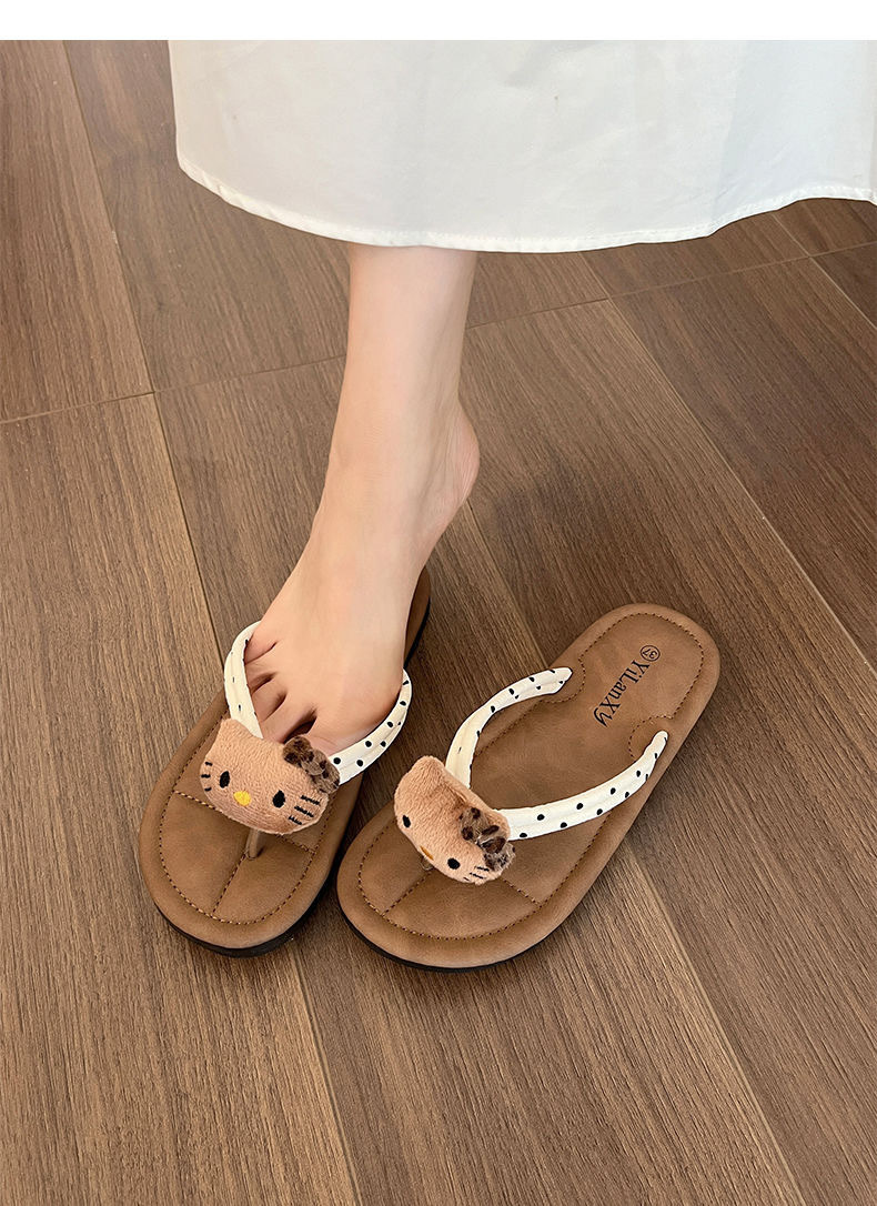 跨境可爱甜美卡通人字拖新款夹脚拖鞋高颜值百搭拖鞋户外休闲凉拖详情7