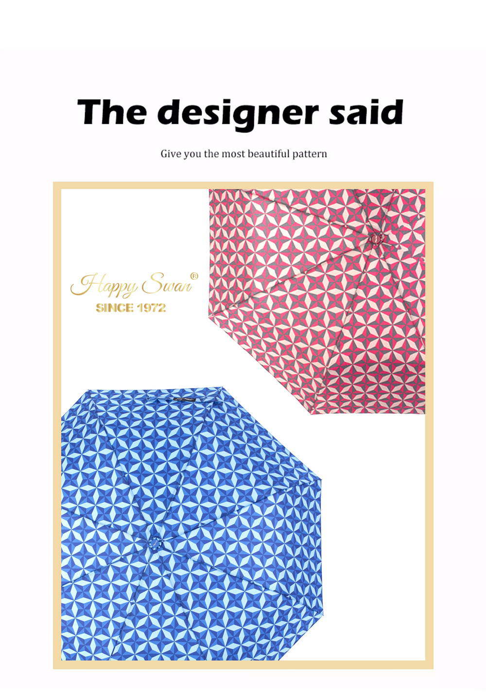 菱格高颜值三折半自动伞8骨雨伞欧美外贸现货日用挡风遮阳防雨创意伞具详情5