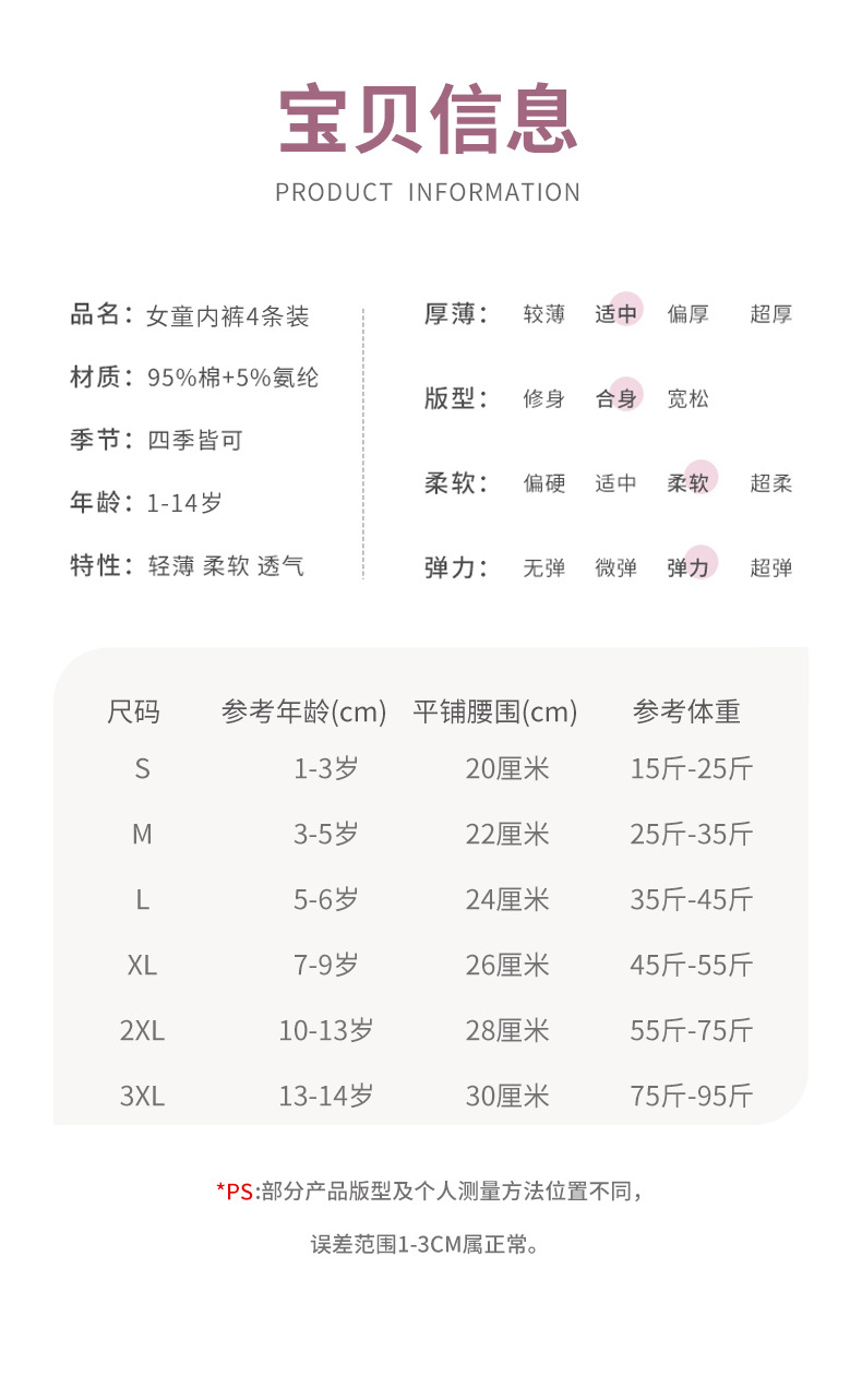 夏季儿童女童内裤平角纯棉中大童女孩四角裤A类棉短裤不夹屁屁pp详情17