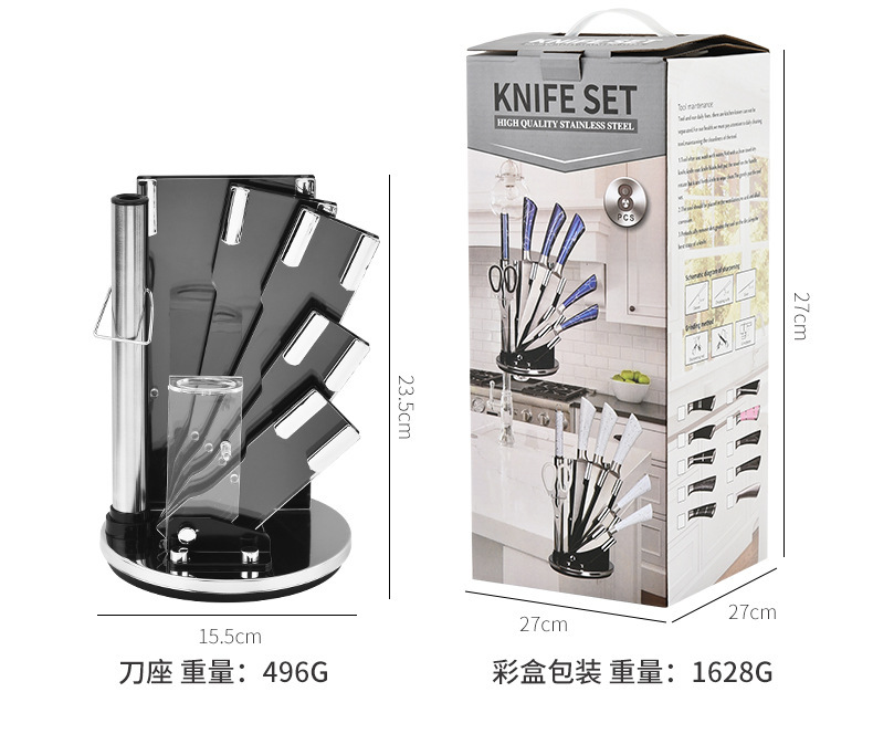 A 9-piece set of household kitchen knives, including stainless steel hollow-handled kitchen knives, chef knives, fruit knives and gift knife sets pic 11