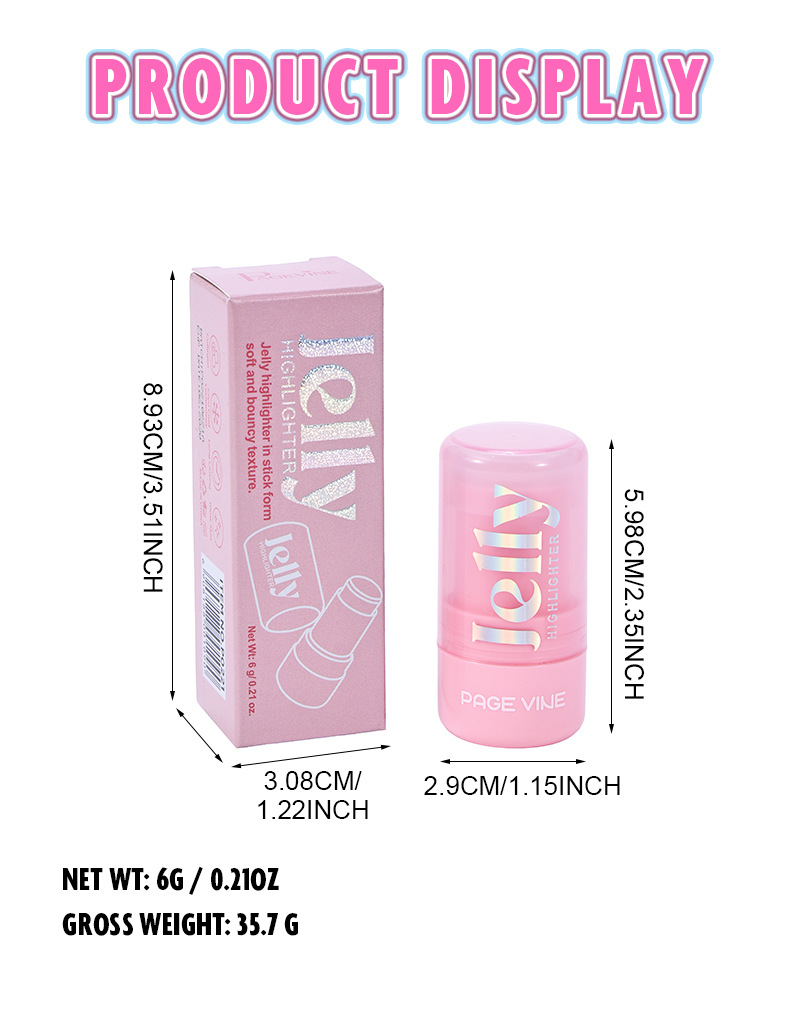 跨境PAGE VINE爆款水光果冻高光眼影棒超闪亮多色眼影高光棒彩妆详情8