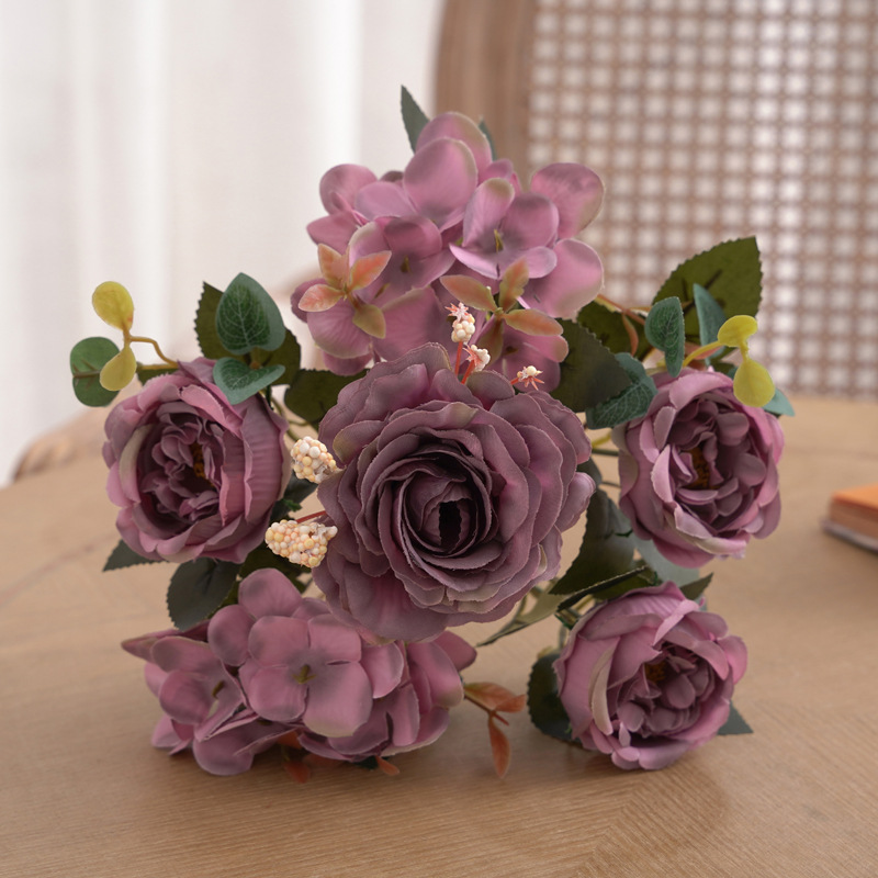 6叉芙蓉玫仿真花假花创意花束自然风装饰餐桌茶几花艺摆设详情29