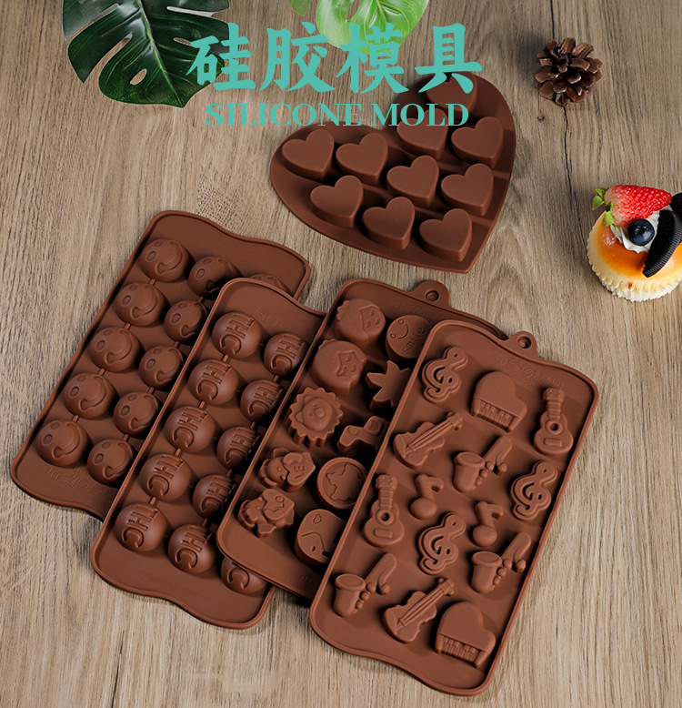 Wholesale of cross-border Amazon food-grade silicone chocolate molds, easy-to-demold cake DIY baking cookie molds pic 1