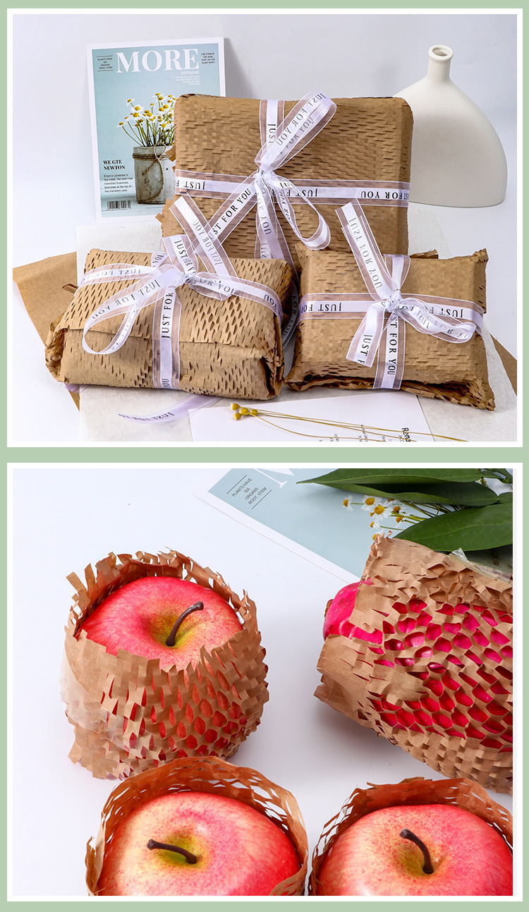 蜂窝纸ins风防震缓冲包装纸 打包礼物平张纸 可降解环保 牛皮纸蜂巢 牛皮纸材质 手工DIY材料详情14