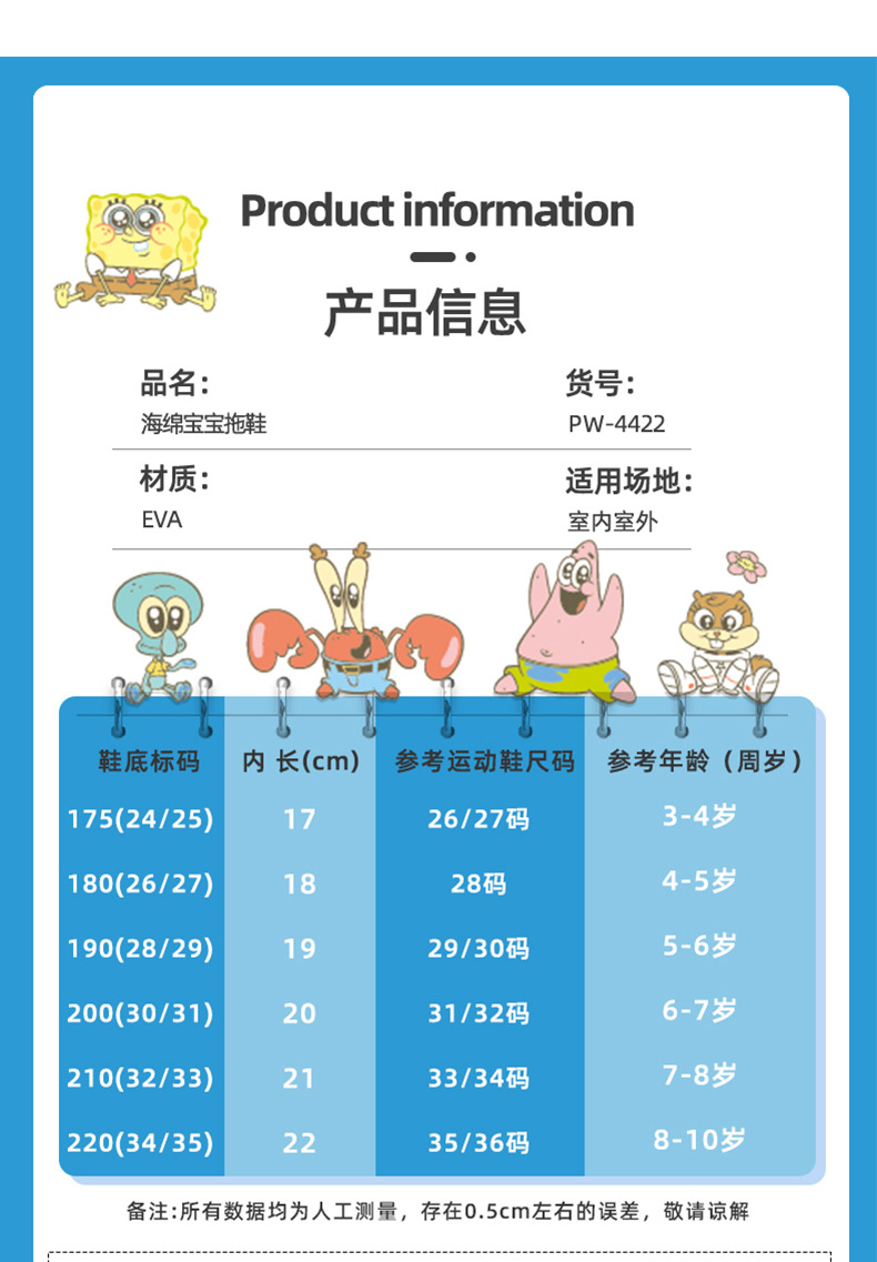 海绵宝宝童鞋儿童拖鞋男童女童浴室鞋子居家2025夏季新款卡通凉拖详情9