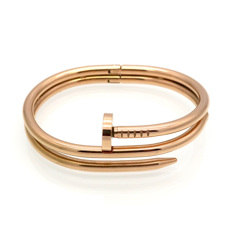 A classic 18k rose gold titanium steel bracelet that is a bestseller in Japan and South Korea. It is a unisex love nail bracelet that does not fade pic 15