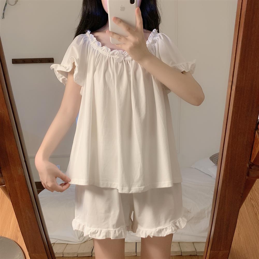 睡衣女大码睡裙白色长袖长裙宫廷风韩式公主风家居服外贸跨境爆款详情8