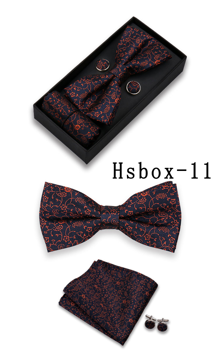 男士结婚礼服配饰套装红色领结口袋巾袖扣三件套现货男士领结领花西装配件详情13