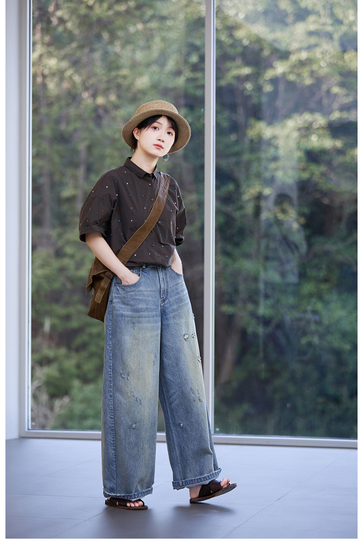 【 Random Thoughts 】 Summer Storm Ripped Heavy Washed jeans straight-leg pants for all four seasons pic 68