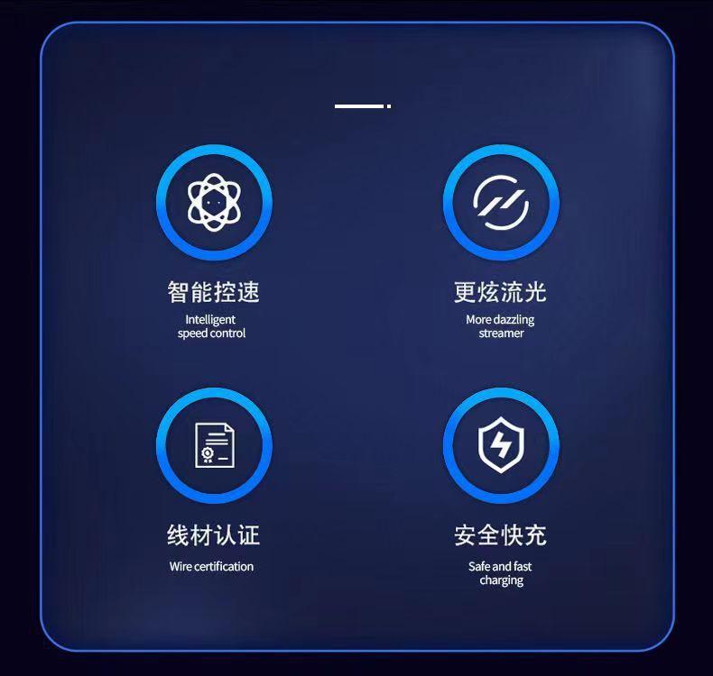 数据线炫彩RGB一拖三流光66w车载呼吸灯线渐变超级快充手机充电线详情2