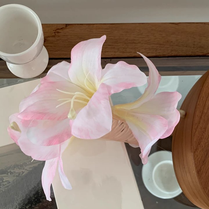 超仙氛围感仿真百合花朵发夹唯美高级感后脑勺盘发鲨鱼夹发抓头饰详情20
