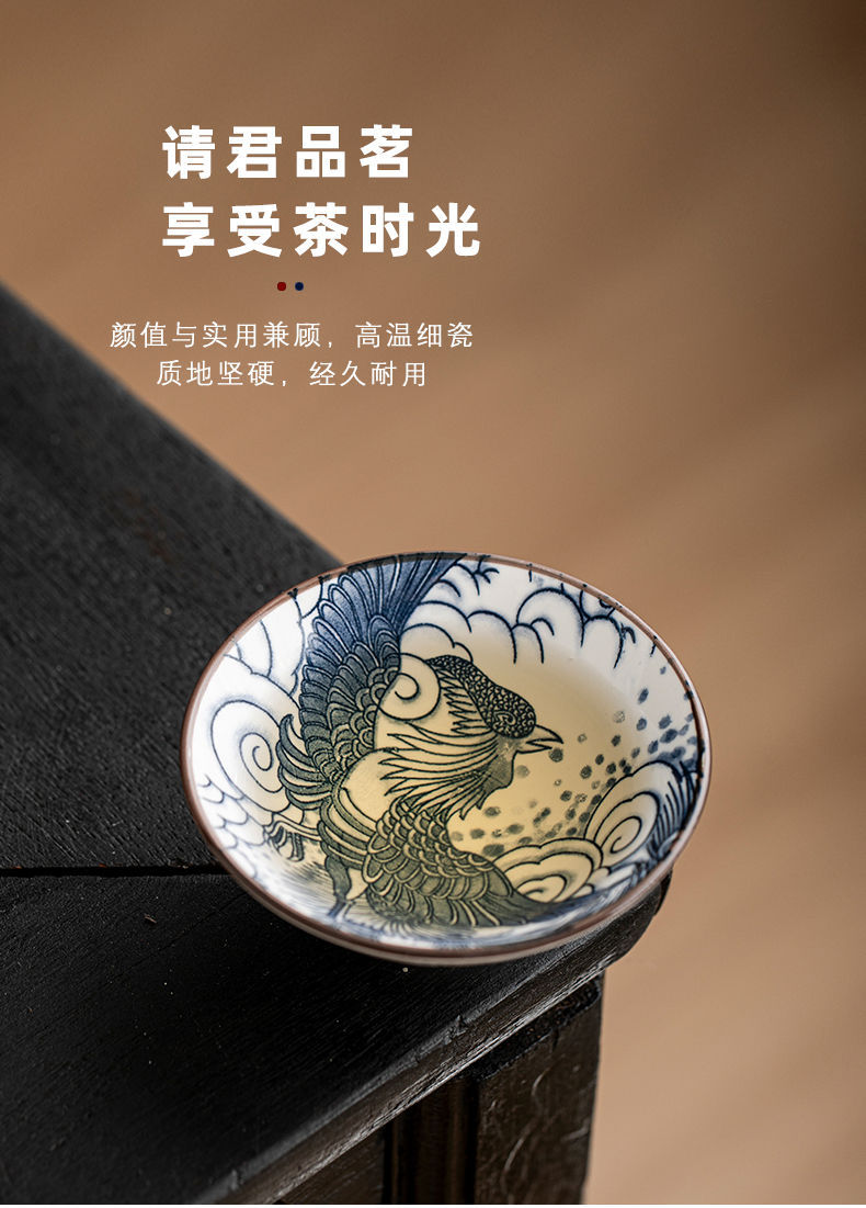 青花瓷茶杯10只套装陶瓷功夫小茶杯单杯随手礼茶盏复古品茗斗笠杯详情10