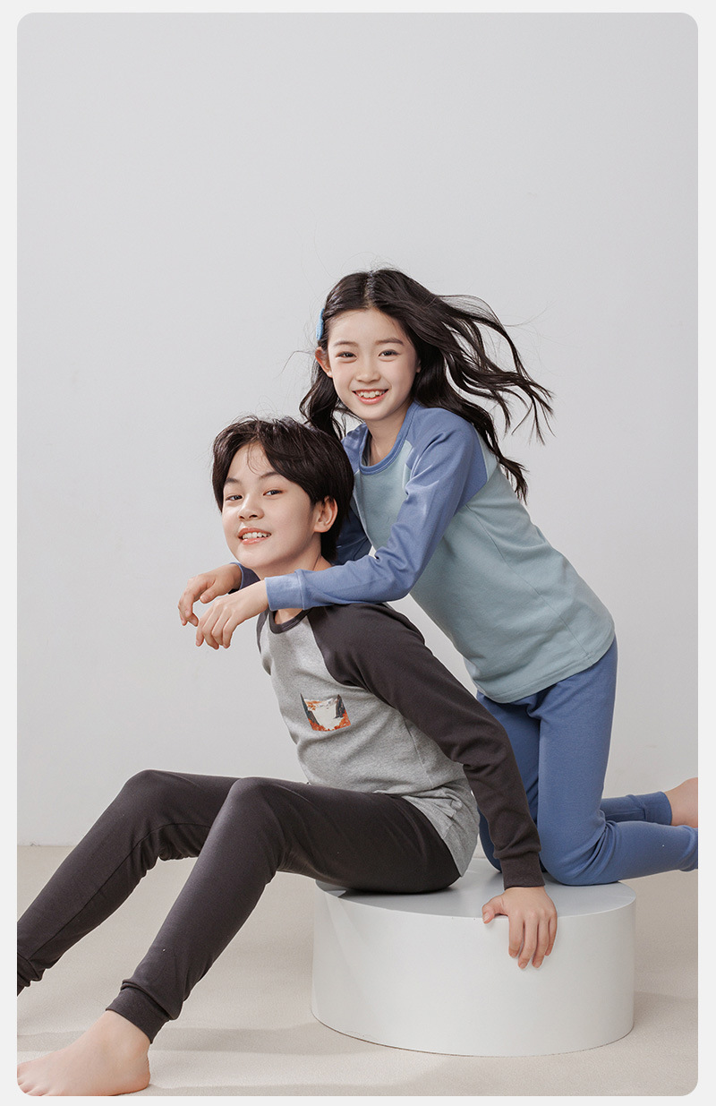 青少年内衣套装儿童纯棉秋衣裤男女童装棉毛衫大童中领家居服冬季详情17