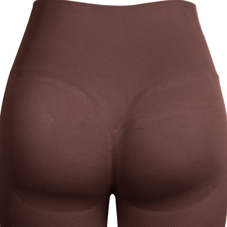 Cross-border seamless threaded peach shorts, hip-lifting yoga capri pants, super elastic slimming sports running fitness pants for women pic 6