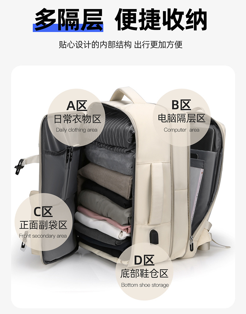 跨境时尚男士双肩包高级感大容量女背包潮旅行轻便书包防水电脑包详情8