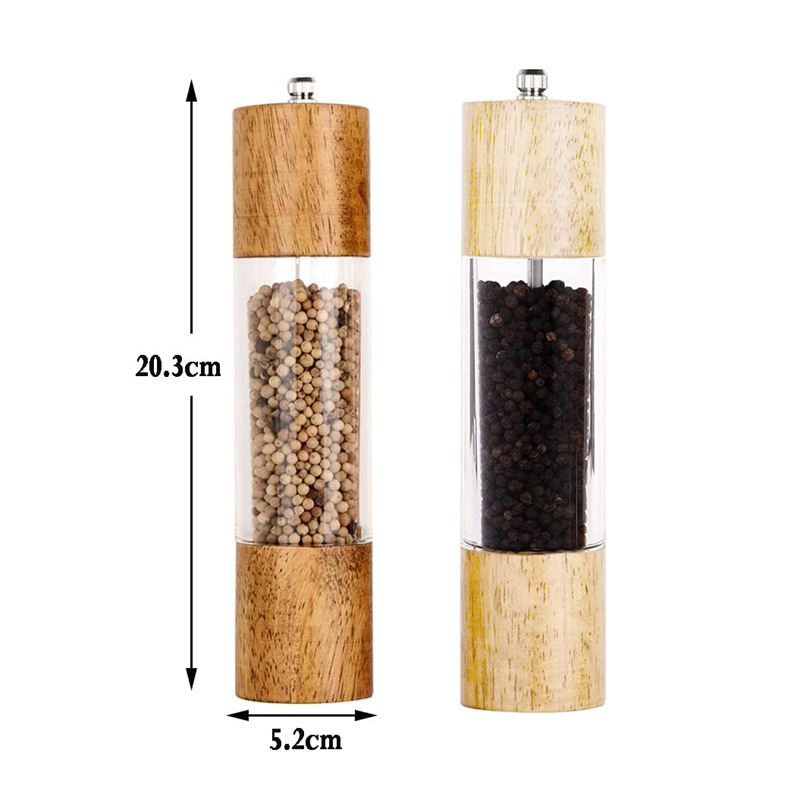 8寸橡木亚克力胡椒磨手动黑胡椒研磨器手动胡椒磨陶瓷芯研磨器详情3