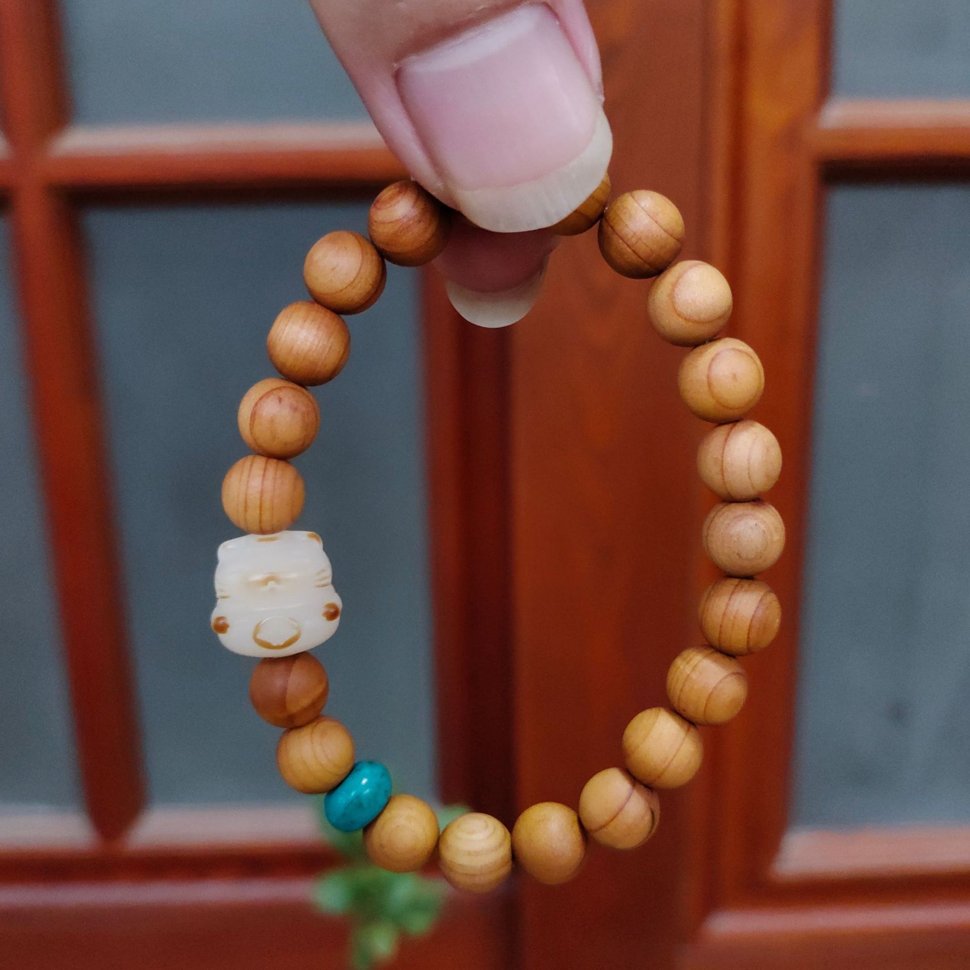 柏木质猫爪手串单圈炭烧猫爪女式檀香文玩佛珠手链景区寺庙款详情2