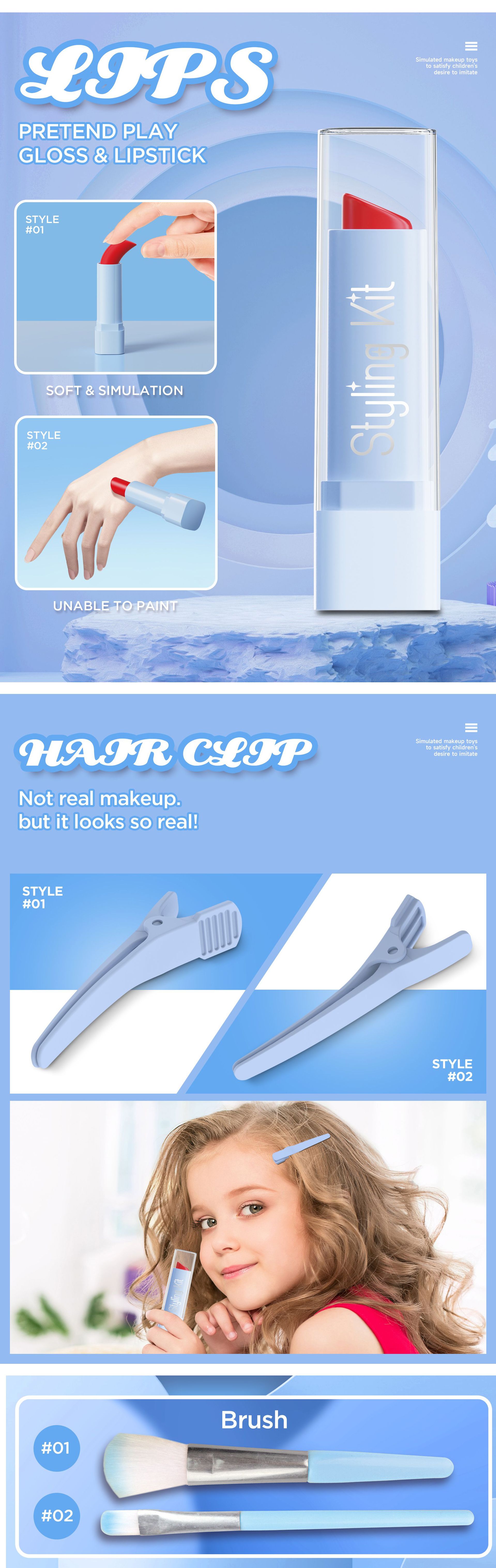 严选跨境新品儿童过家家仿真化妆玩具女孩彩妆套装不可涂抹亚马逊详情18