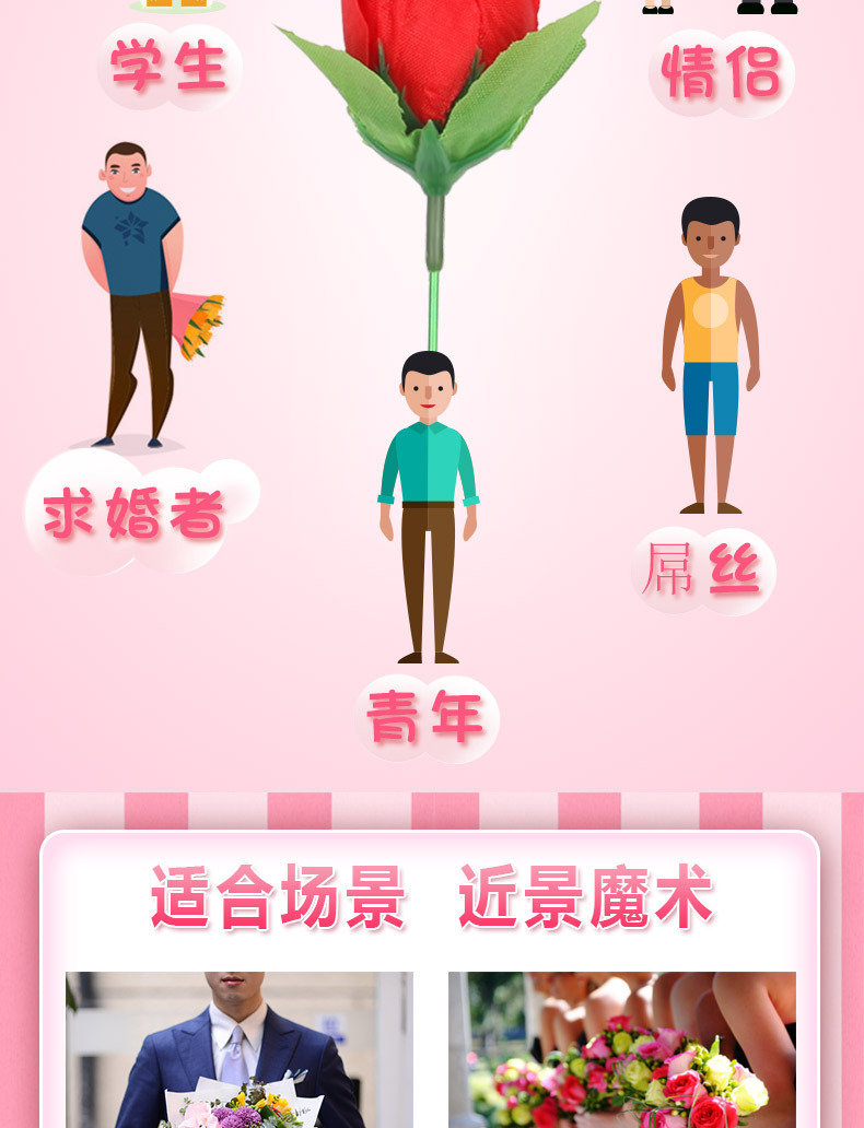 火把变玫瑰花 空手出花 火变玫瑰 年会舞台泡妞近景魔术道具套餐详情11