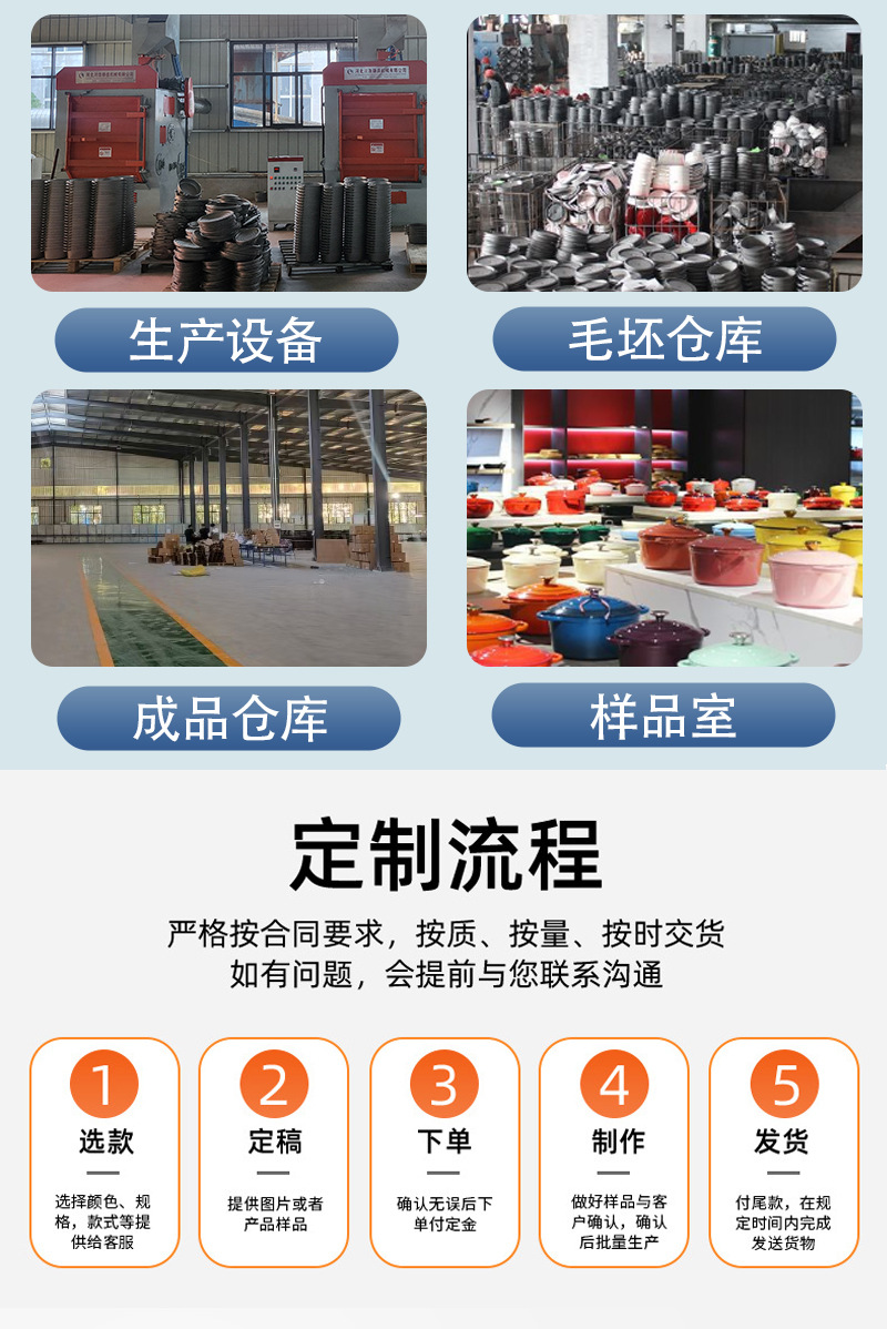 珐琅锅外贸现货家用不粘平底锅铸铁锅煎锅多功能家用锅具套装批发详情15