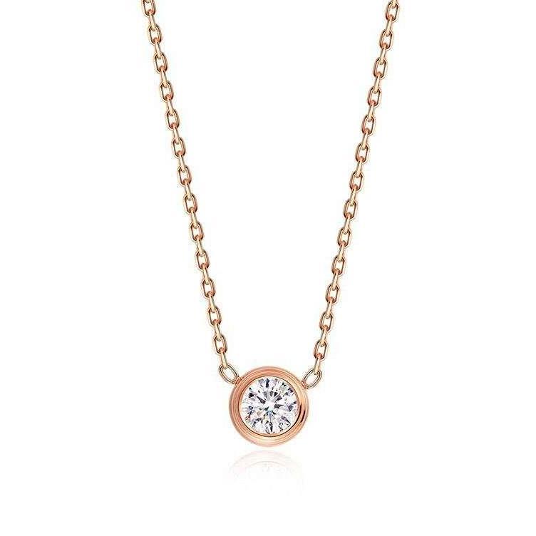 Cross-border titanium steel 18K diamond collarbone chain, rose gold light luxury high-end single zircon temperament, non-fading necklace pic 5