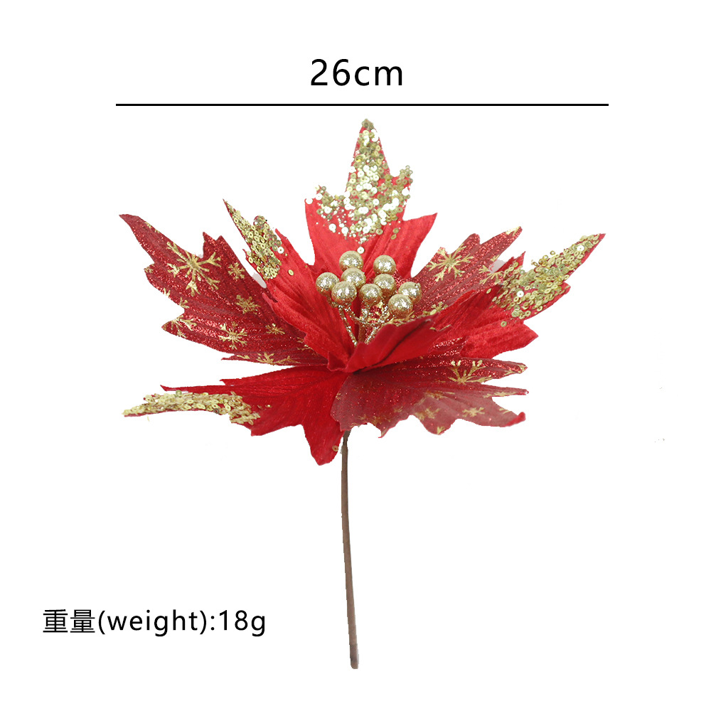圣诞节装饰26cm圣诞花圣诞树装饰配件派对场景氛围布置假花仿真花详情3