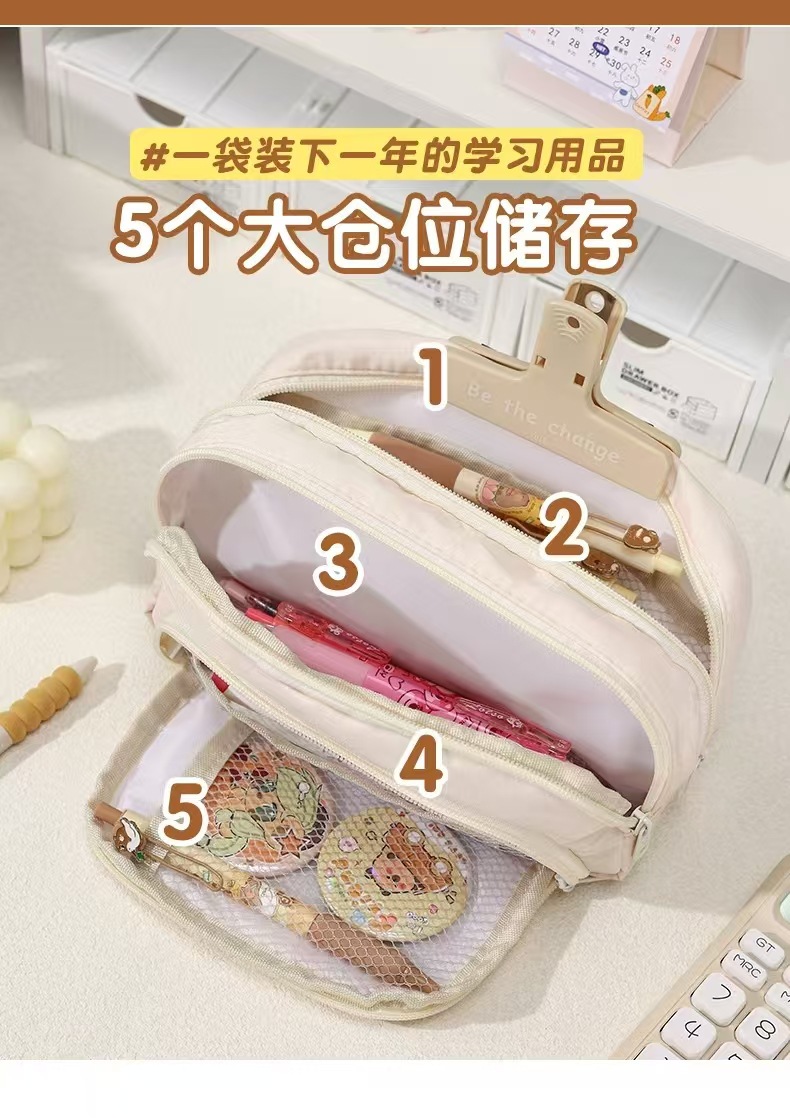 新款大容量笔袋斜开口文具袋铅笔盒日系详情4