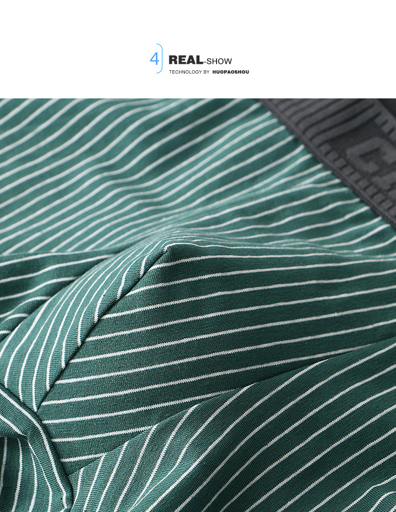 男士条纹内裤宽松男平角裤透气棉潮流男生短裤男式四角运动裤头详情8