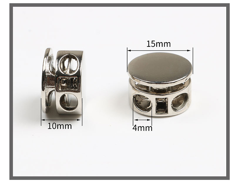 Down jacket hanging clock rope accessory tightness adjustment buckle, clothing button alloy rope buckle, metal cylindrical spring buckle pic 6