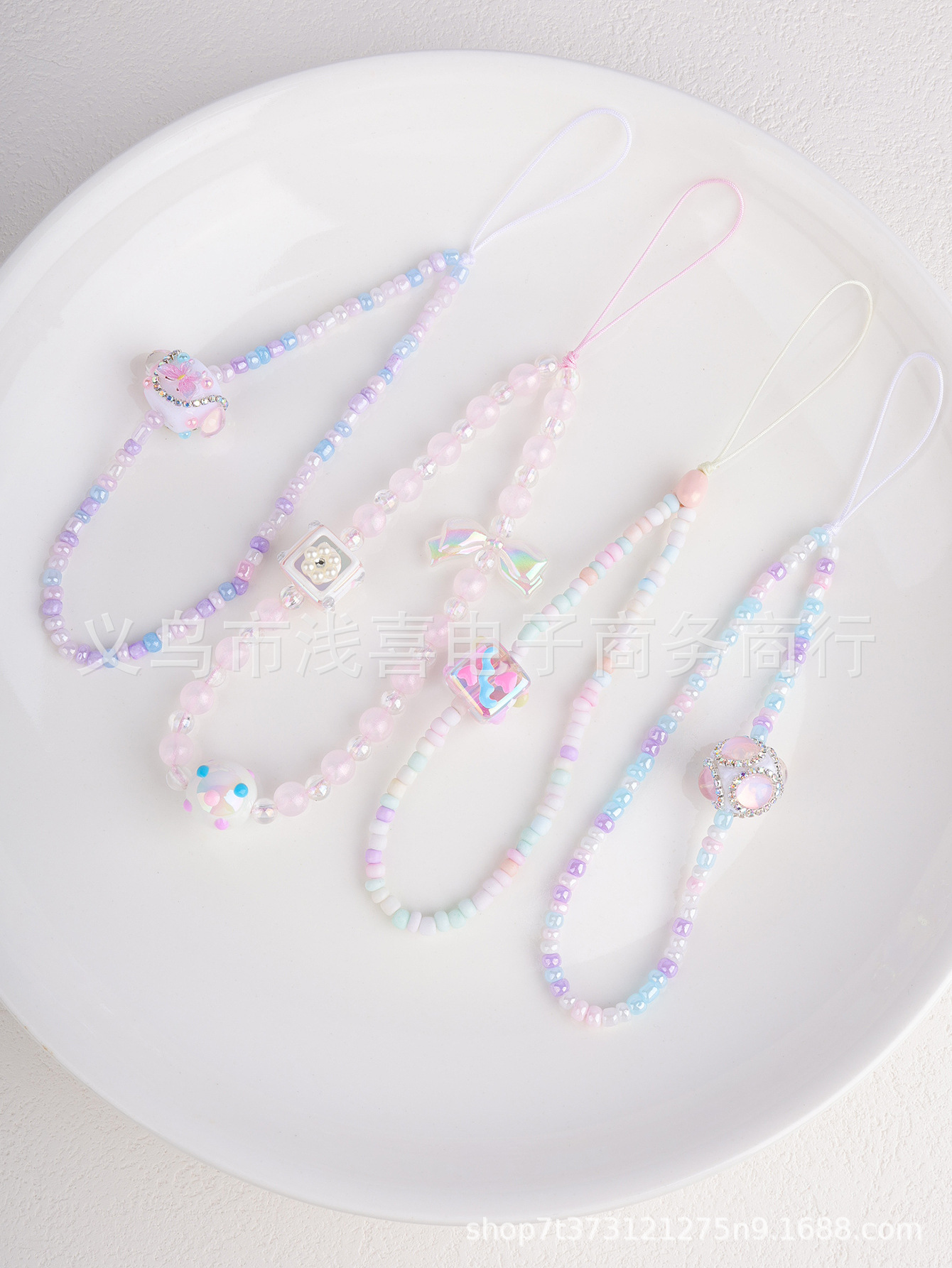 美少女心清新甜心美宝石树脂钻镶嵌手绘手机链串珠手机壳挂链件饰详情1