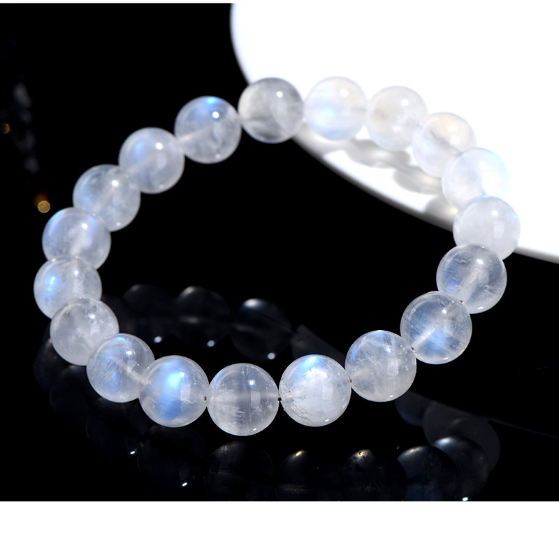 久雅水晶 天然奶油体蓝月光手链 清新蓝色月光石手链 厂家直销详情18