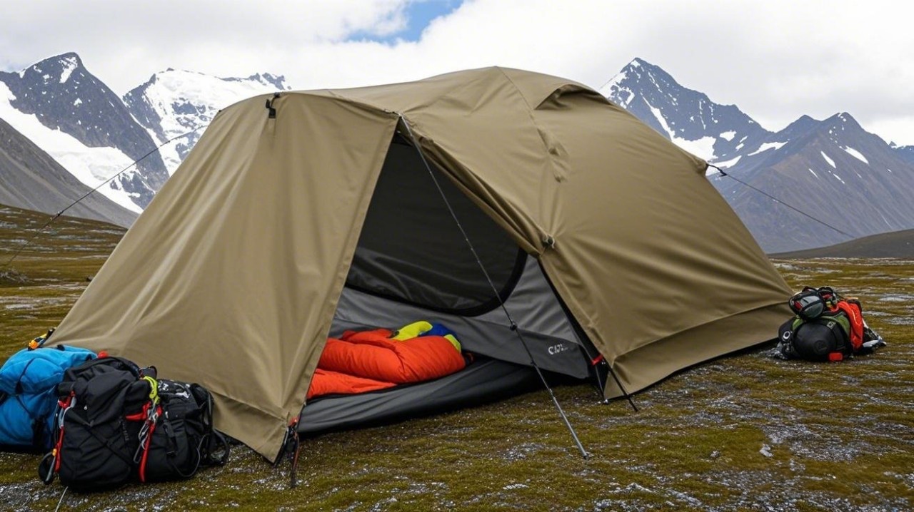 Double-person tent, aluminum pole tent, outdoor super-large double-layer thickened and raised mountain snow skirt, suitable for camping on snow-capped mountains pic 5