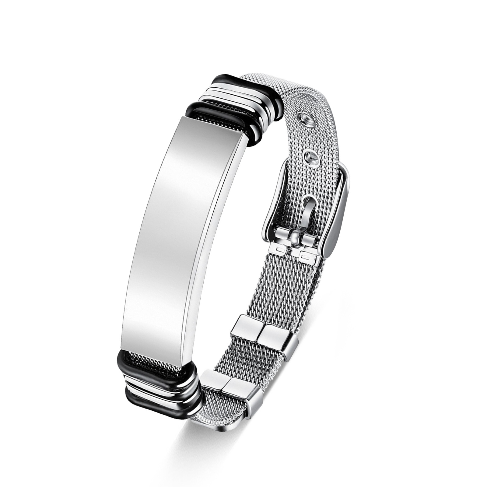 New stainless steel mesh band bracelet for men from Europe and America, adjustable LOGO, personalized couple wrist accessory for men pic 8