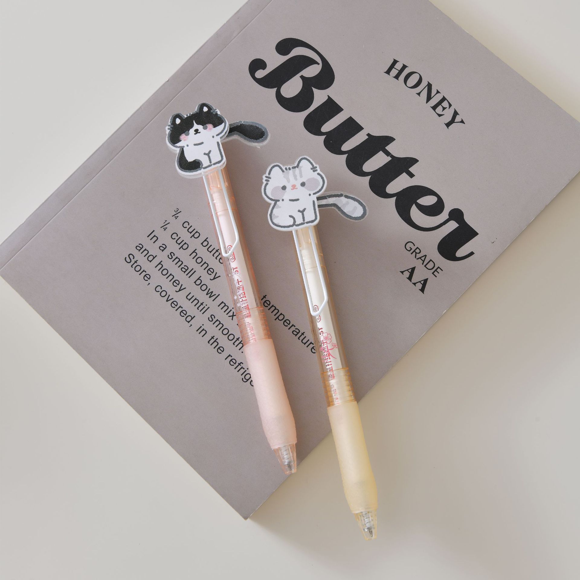 New cat tail press gel pen 0.5mm black pen, smooth and cute design for exam writing, anti-slip handle stationery pen pic 10