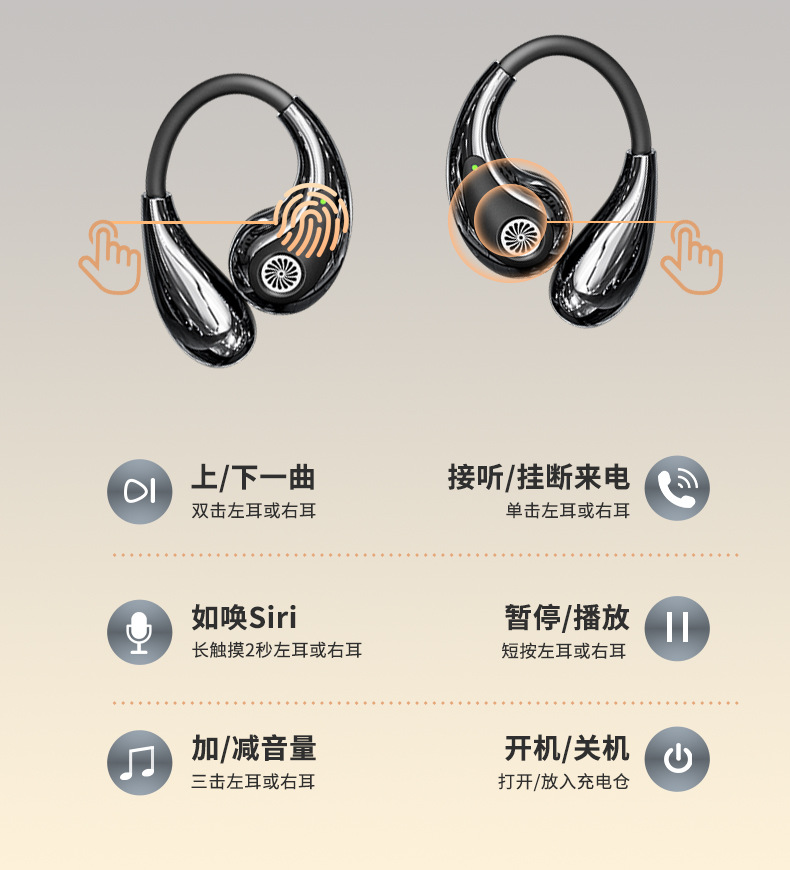 YX43挂耳无线蓝牙耳机OWS智能ENC降噪超长续航彩屏歌词显示多语言详情19