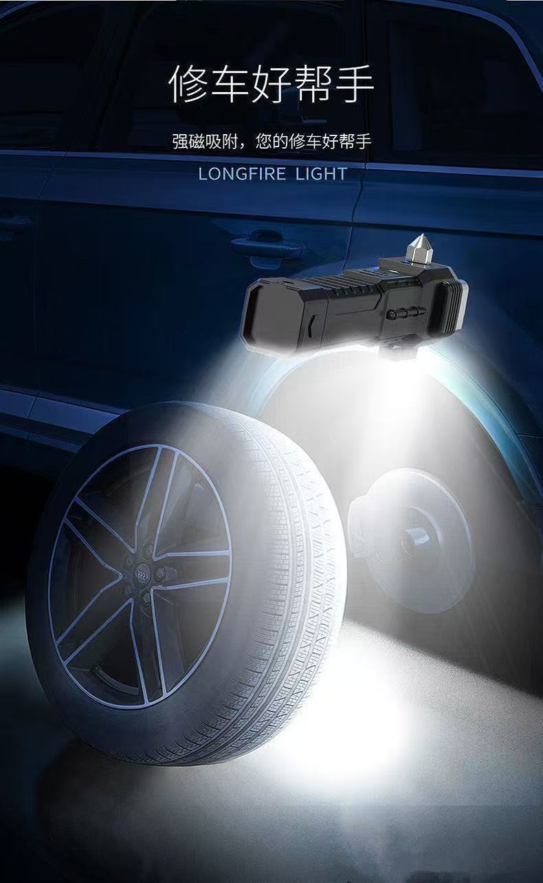 Best-selling car safety hammer LED flashlight, USB charging with magnetic COB side light, outdoor multi-purpose flashlight pic 5