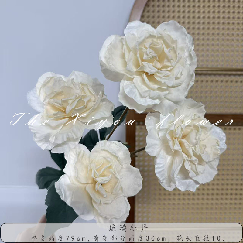 4 pieces of glazed peonies, dry-roasted peonies and paeonias, artificial flowers for wedding arrangements and home living room decoration pic 7