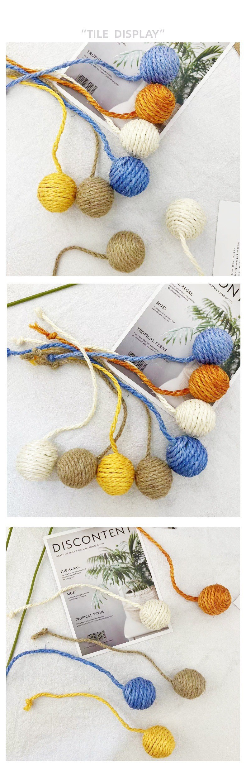 The new cross-border cat sisal ball is a self-entertaining and entertaining toy for playing with cats. It features teeth grinding and interaction, with a tail to chew on the hemp rope ball pic 6