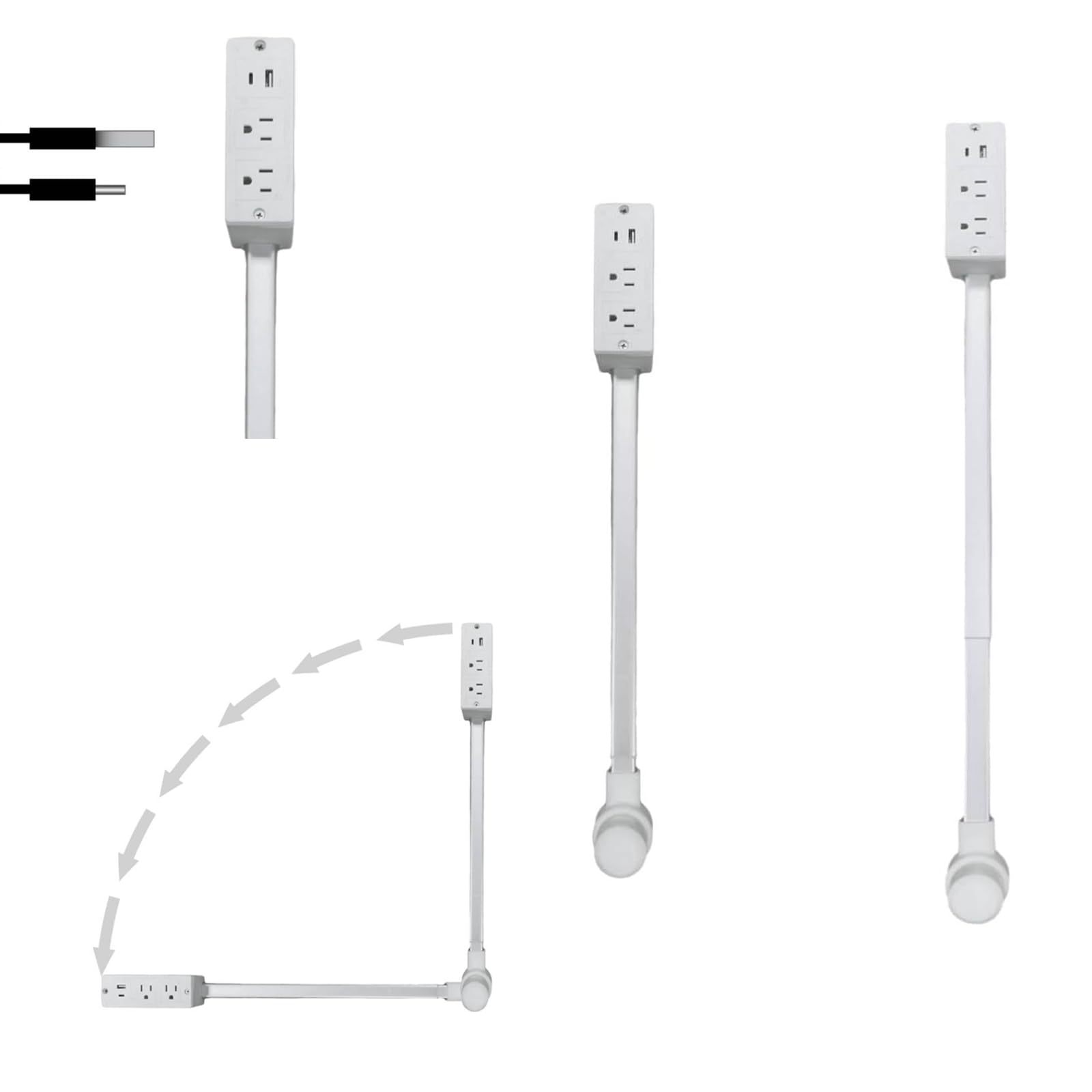 电源插座扩展器配备USB-AUSB-C接口及2个AC插口可延伸至27.56英寸详情1