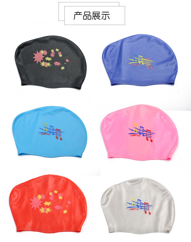 女士硅胶泳帽高弹力防水干发发髻帽印花温泉泳池游泳装备游泳帽详情7