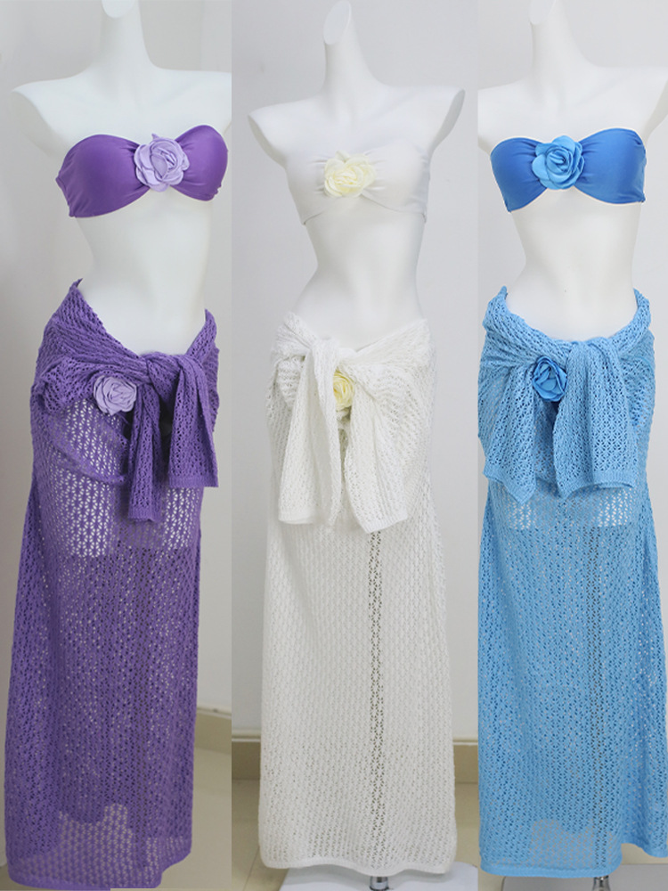 新款泰国泳衣黄色罩衫度假长裙比基尼拍照绝美高级感温泉泳衣-125092详情2