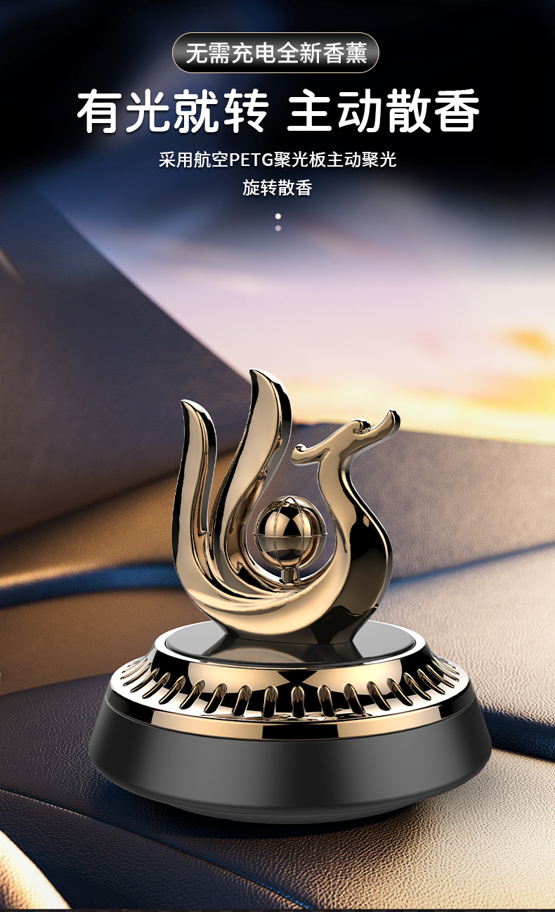 New solar-powered car perfume ornament, car aroma diffuser, rotating helicopter, high-end car ornament, soaring in the sky pic 4