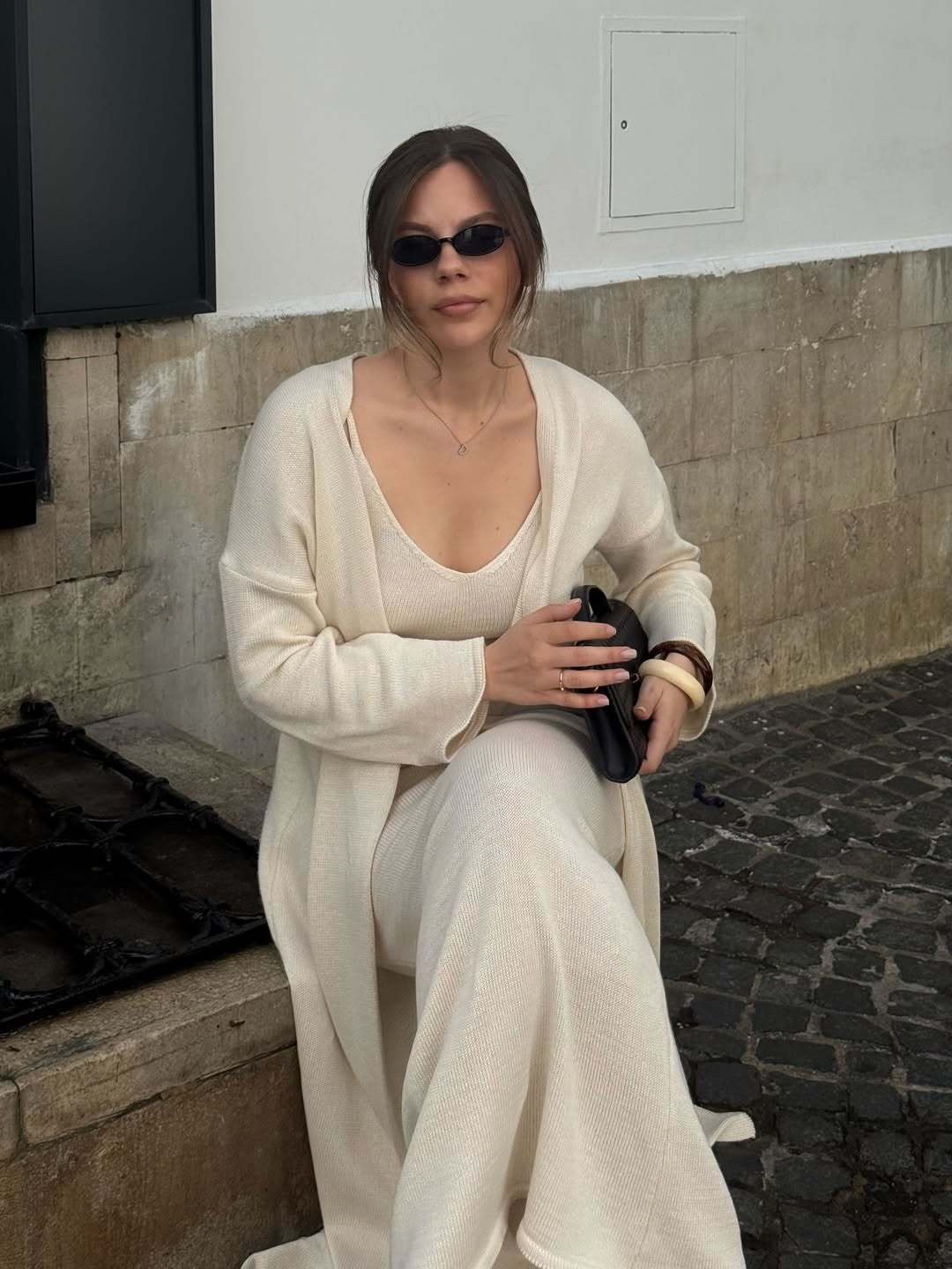 2025 Cross-border Bestseller Pure Cotton Knitted Set: Sexy Deep V halter long Dress + Lazy cardigan: Soft and skin-friendly pic 46