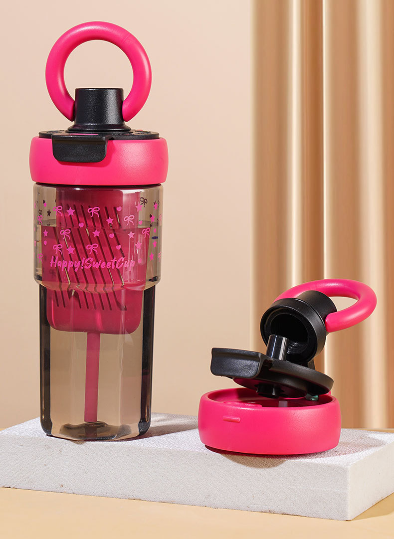 高颜值新便携茶水分离泡茶杯子吸管杯女咖啡塑料运动水杯大容量详情8