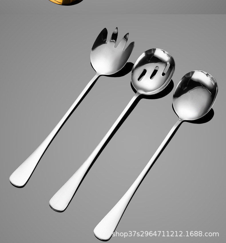 跨境410不锈钢加长沙拉勺沙拉叉酒店餐厅大号沙律勺叉公用勺叉详情6